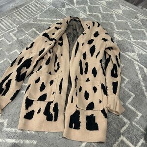 Leopard Print Women's Sweater - Tan and Black